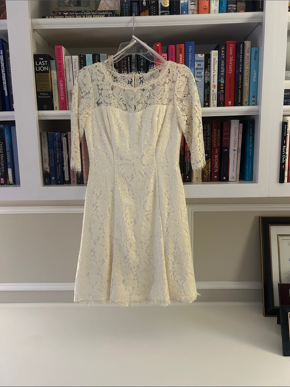 Eliza J Women's Cream Lace Fit-and-Flare Dress